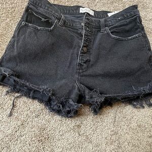 Abercrombie & Fitch Frayed Hem Black Jean Shorts